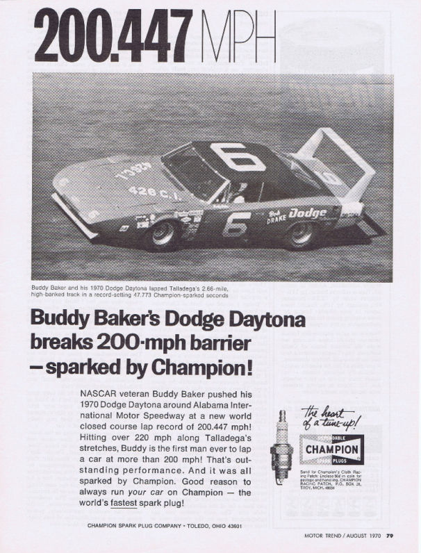 Buddy Baker's Dodge Daytona Breaks 200mph Barrier