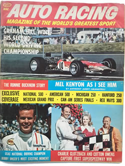 Auto Racing 1971 article on Charlie Glotbach's win at Charlotte